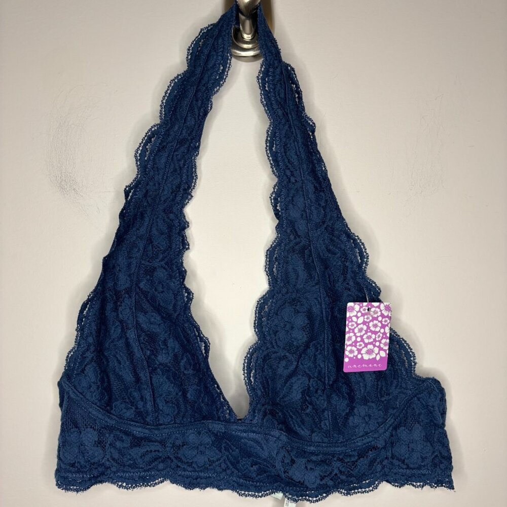 ANEMONE NEW Pullover Lace Bralette Womens L/XL Dark Teal 3 Hook & Eye Closure